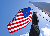 American flag and MIA banner