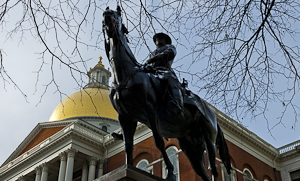 he Massachusetts State House on Beacon Hill, statue of General Hooker