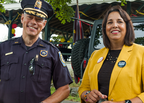 Salem Police Chief Miller with Mayor Kim Driscoll, Candidate for Lieutenant Governor