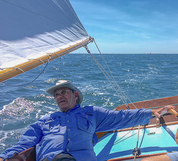 Jerry Halberstadt sailing on Buzzards Bay