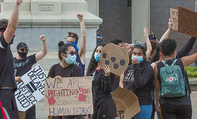 Youth demonstrate at Peabody Square/courthouse