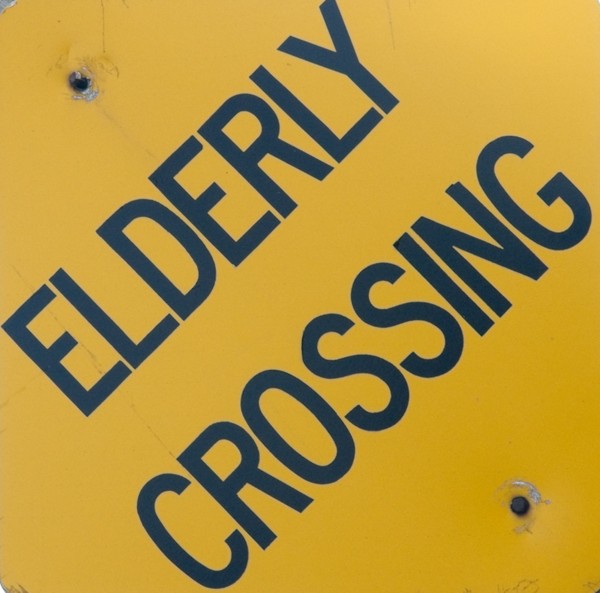Sign says "Elderly Crossing"