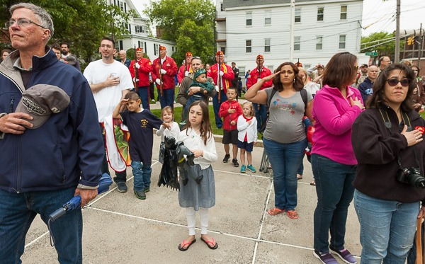 Peabody citizens salute during Memorial Day activity at City Hall