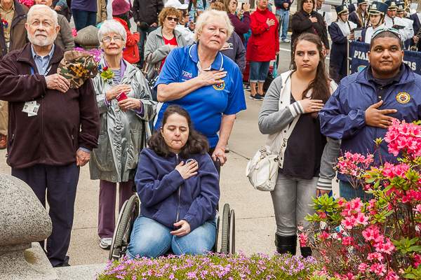 Peabody citizens during Memorial Day celebrations at City Hall