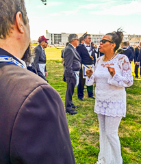 Doreen Wade, President of Salem United Inc, preparing members of Essex Lodge Ancient Free & Accepted Masons 9th District for the parade