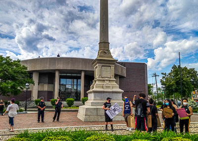 Youthful demonstrators at Peabody courthouse